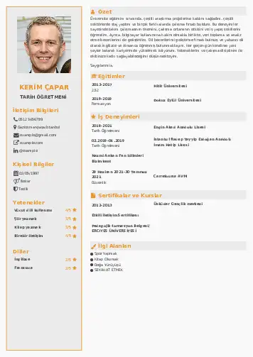 Tarih Öğretmeni Cv Örnekleri cv indir